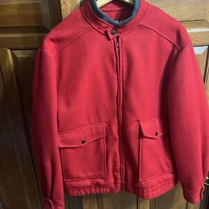 VTG The Original Varsity by Catalina Bomber Jacket Sz 42 Red Flannel Insulated